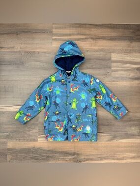 Hatley Boys' Blue Monster Waterproof Hooded Raincoat Size 5